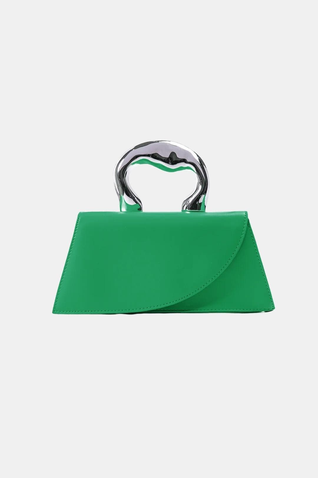 Structured Trapezoid Tote Bag – Modern Metal Handle Design