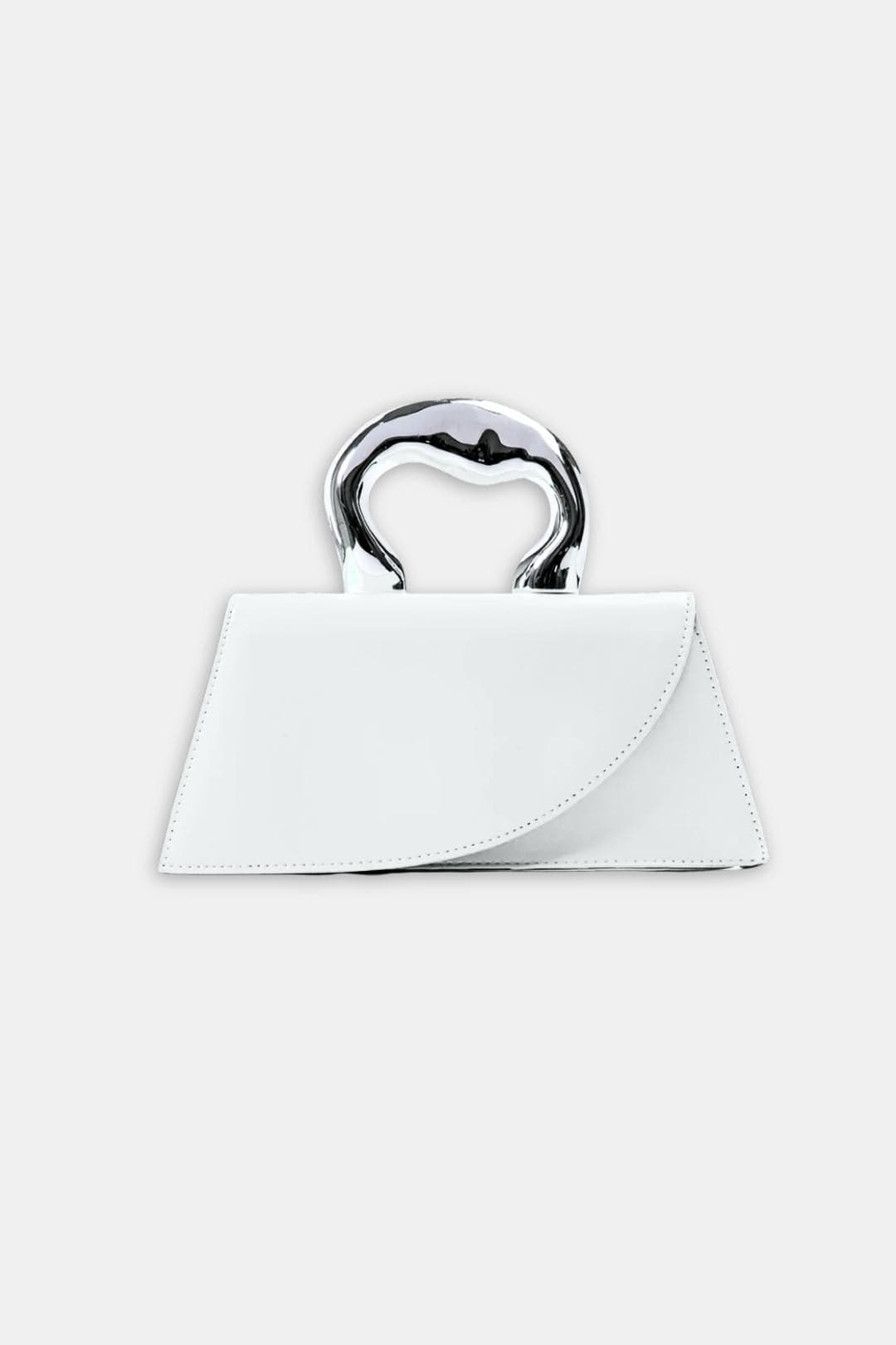 Structured Trapezoid Tote Bag – Modern Metal Handle Design