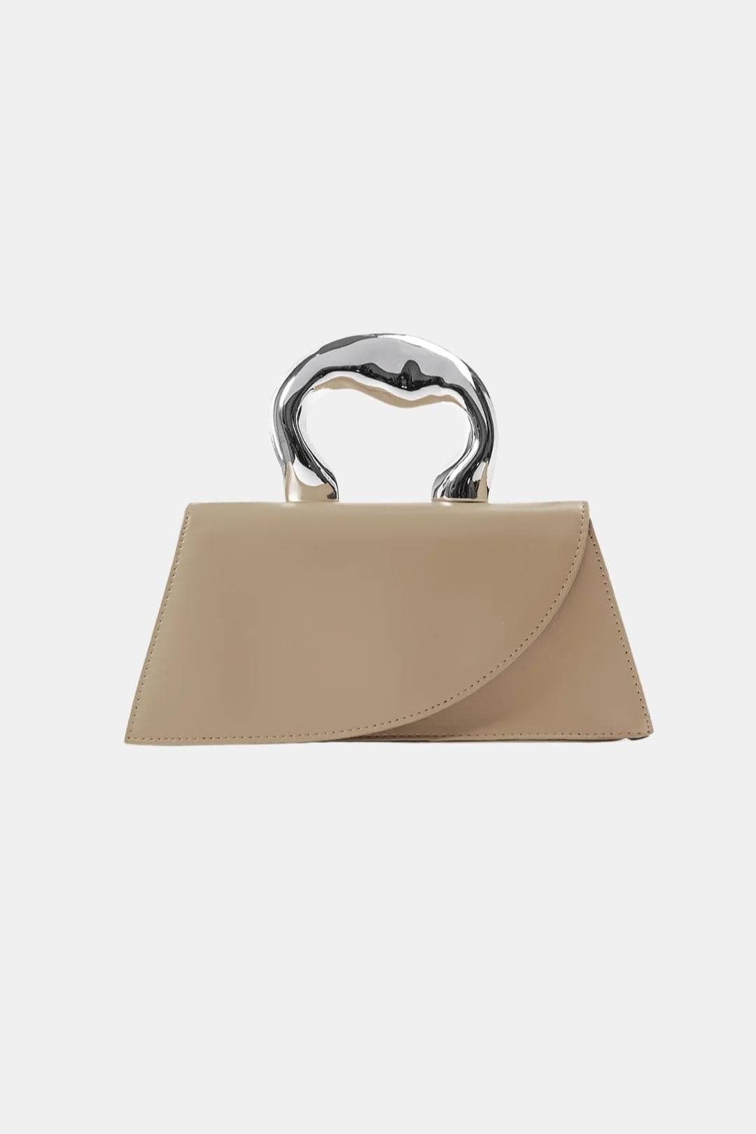 Structured Trapezoid Tote Bag – Modern Metal Handle Design